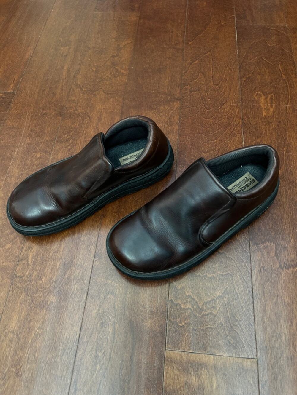 Vintage Skechers Men’s Chocolate Brown Leather Slip-On Loafers, Size 9.5